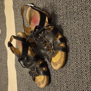 Wolky Lace-up Leather Heeled Sandals Size 38
